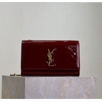 Low Cost Saint Laurent Kate Medium Chain Bag in Patent Leather 364021 Dark Burgundy 2025