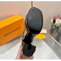 Luxurious Louis Vuitton Swing Platform Sandals 11cm in Suede and Strass Black/Crystal 1AICSA 1219122