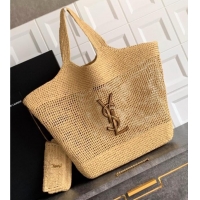 Unique Grade Saint Laurent Icare Tote Bag in Raffia Straw 772191 Beige 2025