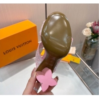 Popular Style Louis Vuitton Silhouette Heel Slides Sandal 10cm in Monogram Embroidery Pink LV121901 1219125