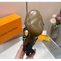 Top Grade Louis Vuitton Silhouette Heel Slides Sandal 10cm in Monogram Embroidery Black LV121901 1219126