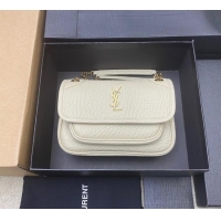 Good Quality Saint Laurent Niki Mini bag in Grained Lambskin 828736 White 2025