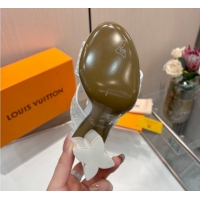 Good Quality Louis Vuitton Silhouette Heel Slides Sandal 10cm in Monogram Embroidery White LV121901 1219127