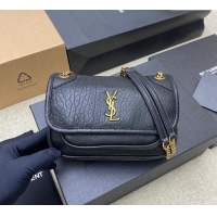 Famous Brand Saint Laurent Niki Mini bag in Grained Lambskin 828736 Black/Gold 2025