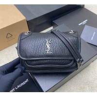 Buy Fashionable Saint Laurent Niki Mini bag in Grained Lambskin 828736 Black/Silver 2025