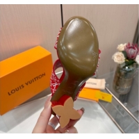 Classic Hot Louis Vuitton Silhouette Heel Slides Sandal 10cm in Monogram Embroidery Red LV121901 1219128