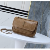 Luxury Discount Saint Laurent Niki Mini bag in Grained Lambskin 828736 Dark Cork 2025