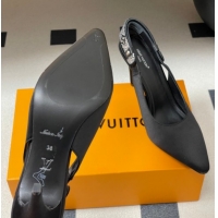 Cheap Price Louis Vuitton Legacy Slingbacks Pump 9cm in Satin and Strass Black 1AISLV 1219131