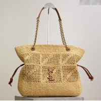 Top Quality Saint Laurent Jamie Shopping Small Bag in Raffia Straw 833948 Beige 2025