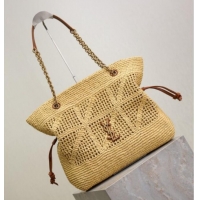 Top Quality Saint Laurent Jamie Shopping Small Bag in Raffia Straw 833948 Beige 2025