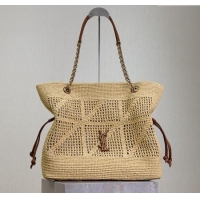 Top Design Saint Laurent Jamie Shopping Bag in Raffia Straw 809824 Beige 2025