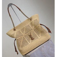 Top Design Saint Laurent Jamie Shopping Bag in Raffia Straw 809824 Beige 2025