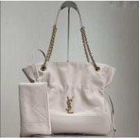 Famous Brand Saint Laurent Jamie Shopping Bag in Lambskin 809824 White 2025