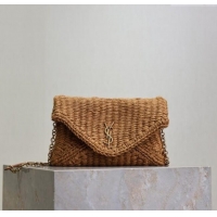 Best Quality Saint Laurent Cassandre Chain Clutch in Rope 819271 Brown 2025