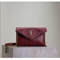 Top Grade Saint Laurent Cassandre Chain Clutch in Lambskin 819271 Dark Burgundy 2025