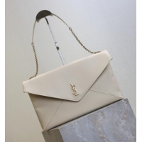 Popular Style Saint Laurent Cassander XXL Envelope Pouch On Chain in Grained Lambskin 841702 White 2025