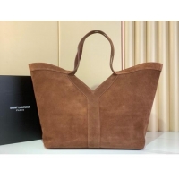 Best Quality Saint Laurent Y Tote Bag in Suede 817602 Dark Brown 2025