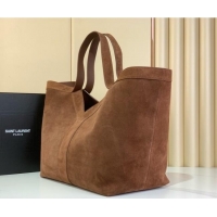 Best Quality Saint Laurent Y Tote Bag in Suede 817602 Dark Brown 2025