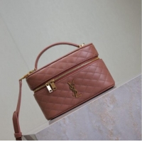 Reasonable Price Saint Laurent Gaby Vanity Bag in Quilted Lambskin 766731 Barely Pink 2025