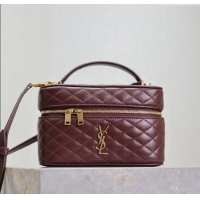 Top Design Saint Laurent Gaby Vanity Bag in Quilted Lambskin Leather 766731 Burgundy 2025