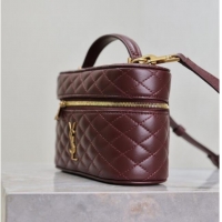 Top Design Saint Laurent Gaby Vanity Bag in Quilted Lambskin Leather 766731 Burgundy 2025