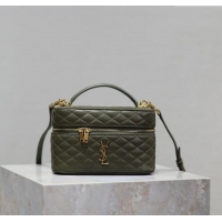 Most Popular Saint Laurent Gaby Vanity Bag in Quilted Lambskin 766731 Dark Green 2025