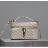 Cheap Design Saint Laurent Gaby Vanity Bag in Quilted Lambskin 766731 White 2025