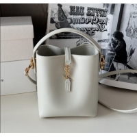 Good Product Saint Laurent LE 37 Mini Bucket Bag in Shiny Calfskin 765870 White 2025 Top Quality