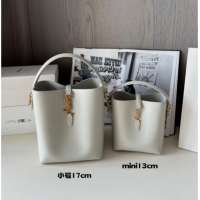 Famous Brand Saint Laurent Le 37 Small Bucket bag in Shiny Leather 749036 White 2025 Top Quality
