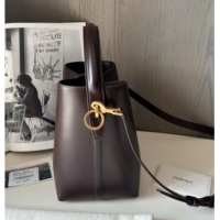 Luxury Cheap Saint Laurent Le 37 Small Bucket bag in Shiny Leather 749036 Coffee Red 2025 Top Quality