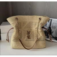 Discount Saint Laurent Jamie Shopping Bag in Raffia Straw 809824 Beige 2025 Top Quality
