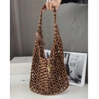 Well Crafted Saint Laurent LE 5 A 7 Large Bag in Wood Beads 823807 2025 Top Quality