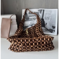 Well Crafted Saint Laurent LE 5 A 7 Large Bag in Wood Beads 823807 2025 Top Quality