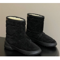 Best Grade Dior DiorAlps Frost Ankle Boots in Cannage Suede and Wool Black 1029004