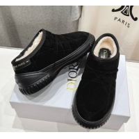 Popular Style Dior Frost Low Ankle Boots in Cannage Suede and Wool Black 1029006