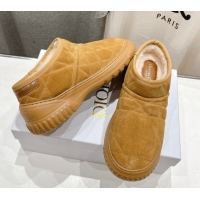 Durable Dior Frost Low Ankle Boots in Cannage Suede and Wool Camel 1029007