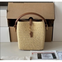 Famous Brand Saint Laurent LE 37 Mini Bucket Bag in Raffia 765870 Beige 2025 Top Quality