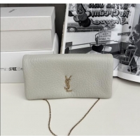 Trendy Design Saint Laurent Calypso Chain Mini Bag in Finely Grained Leather 801712 White 2025 Top Quality