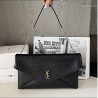 New Fashion Saint Laurent Cassander XXL Envelope Pouch On Chain in Grained Lambskin 841702 Black 2025