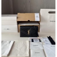 Best Price Saint Laurent Cassandre Matelasse Envelope Chain Wallet in Lambskin 742920 Black 2024 Top Quality