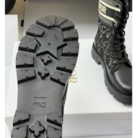 Top Grade Dior D-Major Ankle Boots 4.5cm in Black and White Cannage Tweed and Black Calfskin 1029008