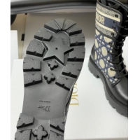 Purchase Dior D-Major Ankle Boots 4.5cm in Black Calfskin with Beige Embroidered Cannage Cotton 1029009