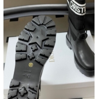 Good Quality Dior D-Major Ankle Boots in Black Calfskin with Black and White Technical Knit 1029012