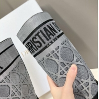 Luxurious Dior D-Major Medium Boots in Grey Cannage Fabric and Black Calfskin D09021 1029025