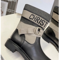 Classic Hot Dior D-Major Ankle Boots in Fabric and Calfskin Light Beige 2025 D09021 1029015