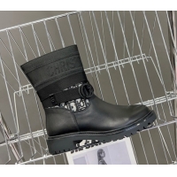 Sumptuous Dior D-Major Ankle Boots in Fabric and Calfskin Black/Oblique D09021 1029018