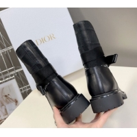 Sumptuous Dior D-Major Ankle Boots in Fabric and Calfskin Black/Oblique D09021 1029018