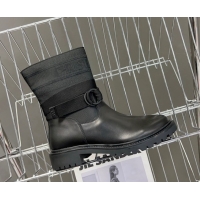 Low Price Dior D-Major Ankle Boots in Fabric and Calfskin All Black D09021 1029019