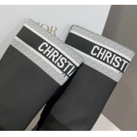 Dior D-Major Medium Boots in Fabric and Calfskin Black/White D09021 1029020