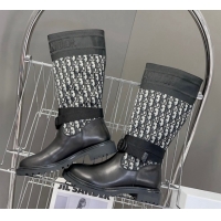 Perfect Dior D-Major Medium Boots in Oblique Fabric and Calfskin D09021 1029021